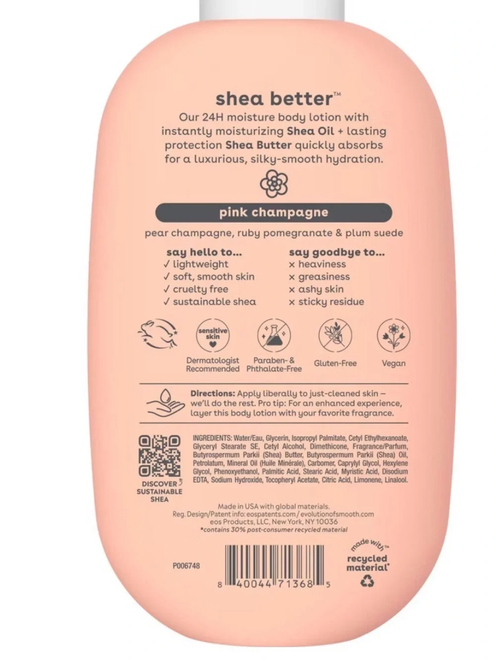 eos Body lotion pink champagne and Shave Oil full size